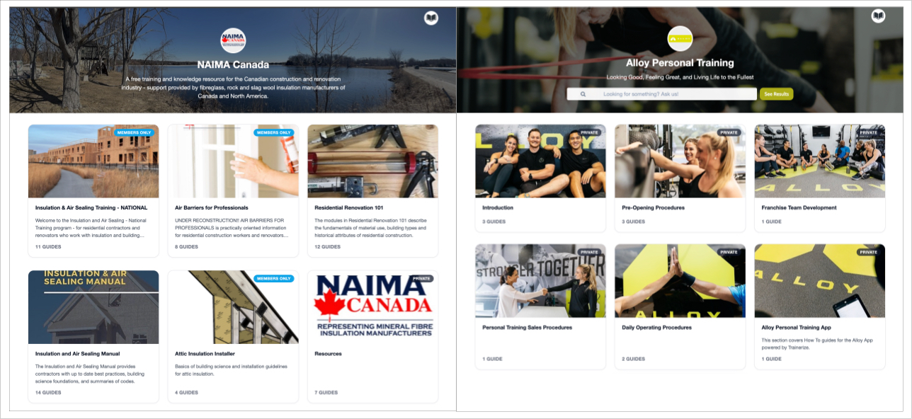 Portal homepages for Alloy & NAIMA
